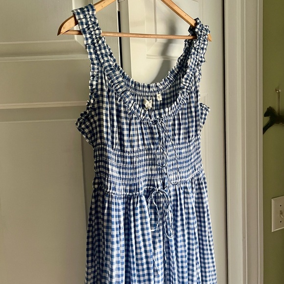 DOEN Emmaretta dress in blue gingham size Large organic cotton NWT - threedaughtersproperties.com DOEN Emmaretta dress in blue gingham size Large organic cotton NWT - threedaughtersproperties.com
